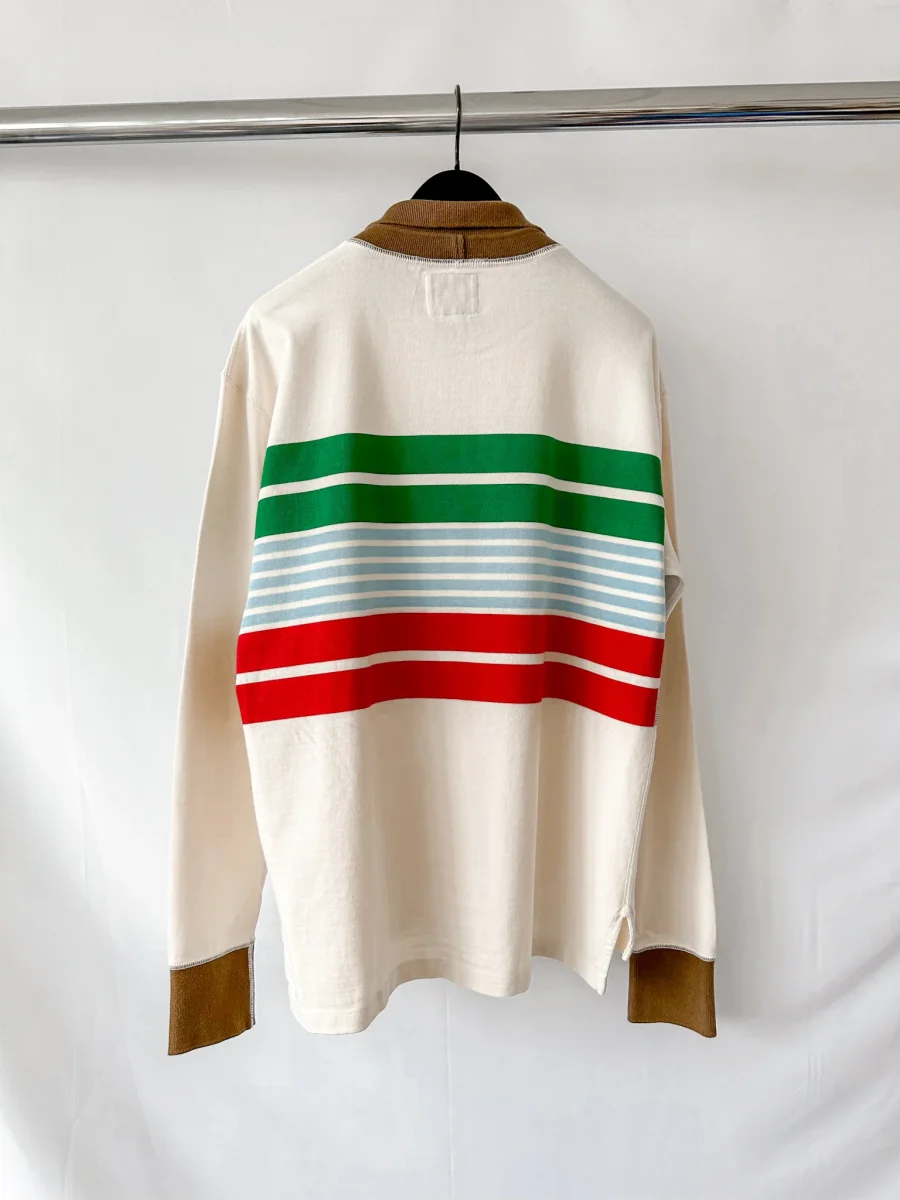Drake's Ecru Long Sleeve Mock Neck Rugby Shirt - Imagen 5