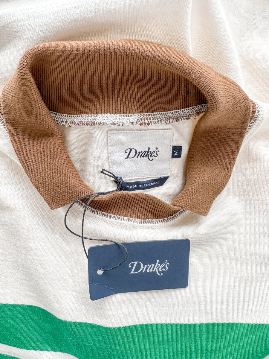 Drake's Ecru Long Sleeve Mock Neck Rugby Shirt - Imagen 6