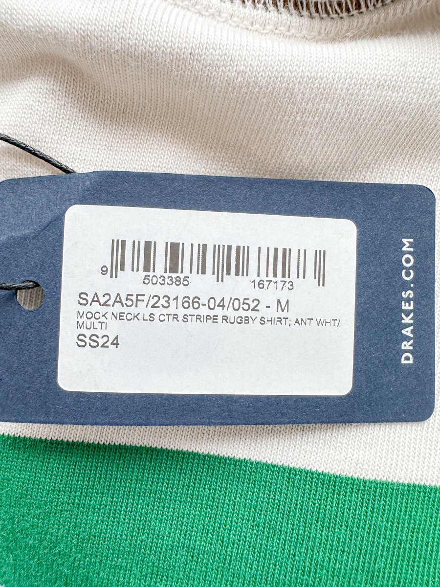 Drake's Ecru Long Sleeve Mock Neck Rugby Shirt - Imagen 7