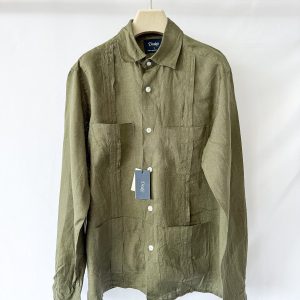 Drake's Olive Green Guayabera Linen Shirt