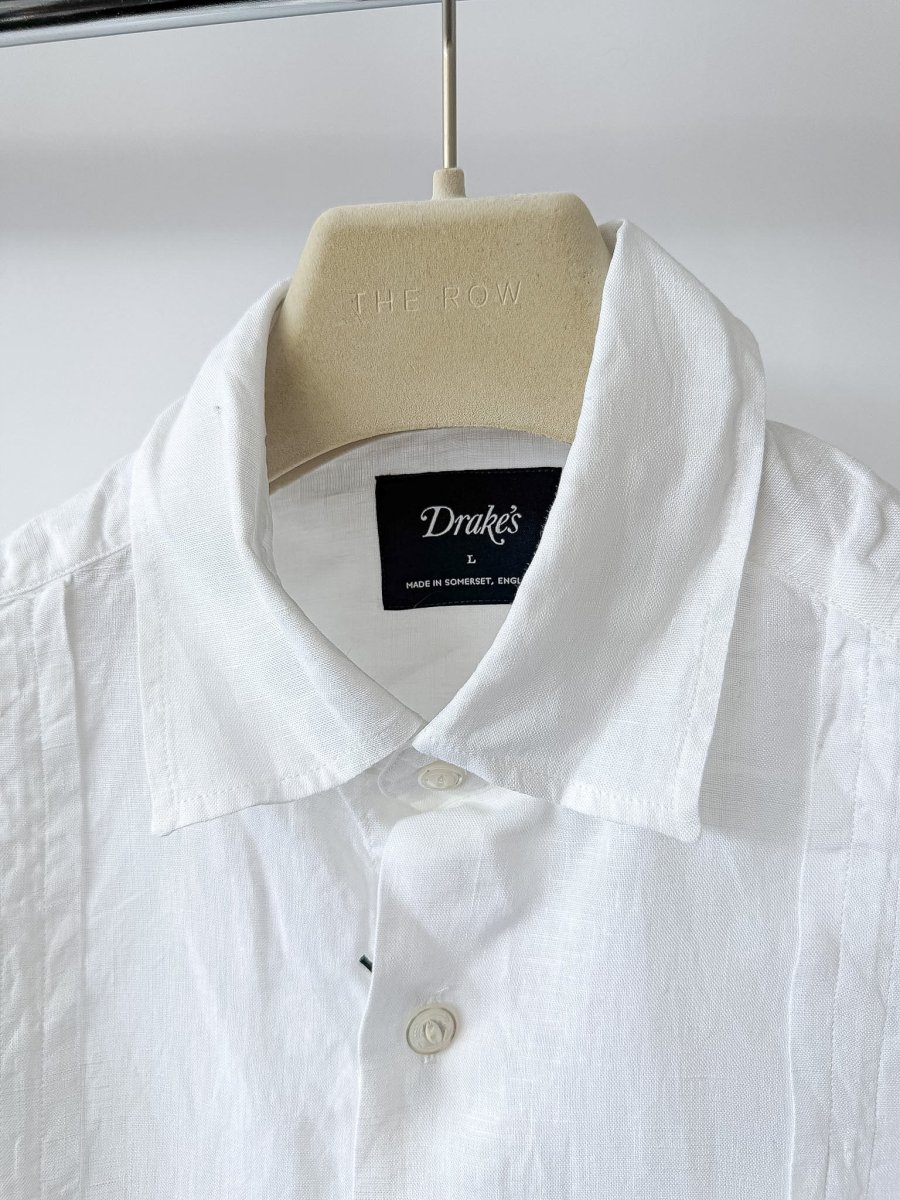 Drake's White Guayabera Linen Shirt - Imagen 4