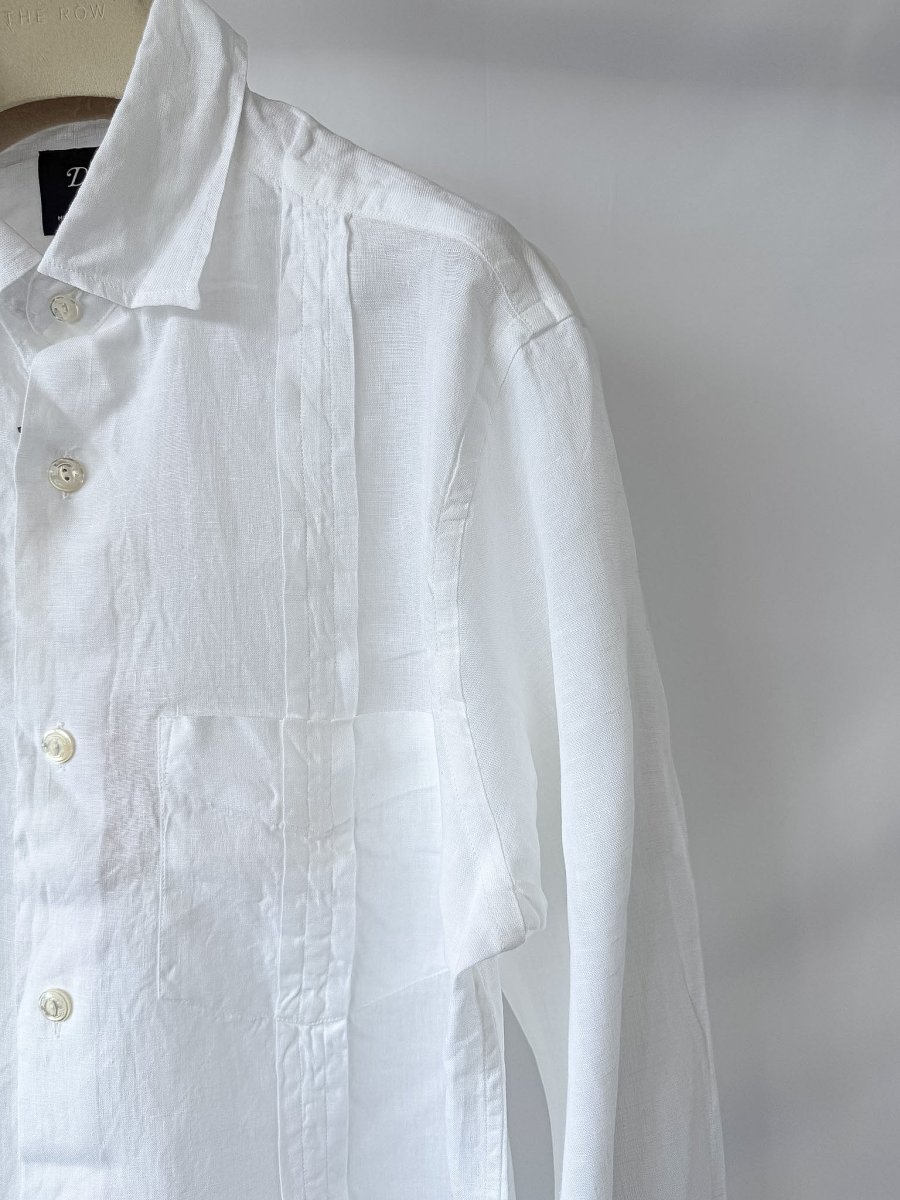 Drake's White Guayabera Linen Shirt - Imagen 5