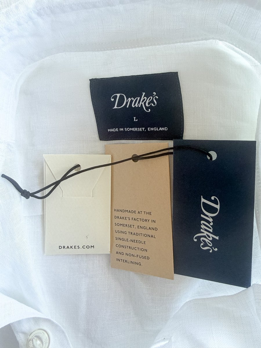 Drake's White Guayabera Linen Shirt - Imagen 8