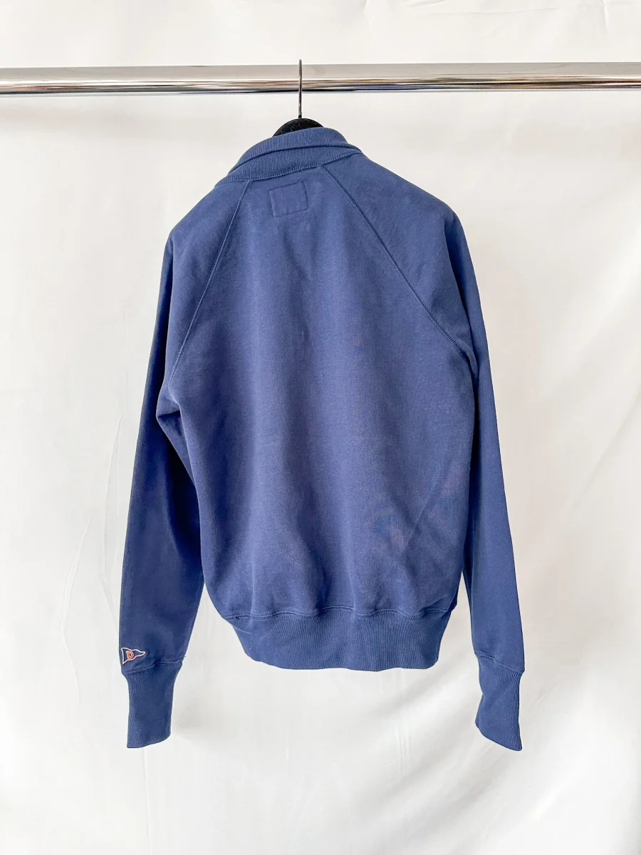 Drake's Navy Zip-Up Neck D Flag Embroidered Cotton Sweatshirt - Imagen 3