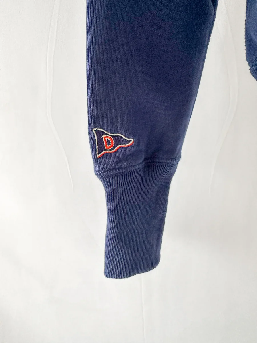 Drake's Navy Zip-Up Neck D Flag Embroidered Cotton Sweatshirt - Imagen 5