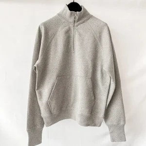 Drake's Grey Quarter Zip Neck Cotton D Logo Detail Sweatshirt