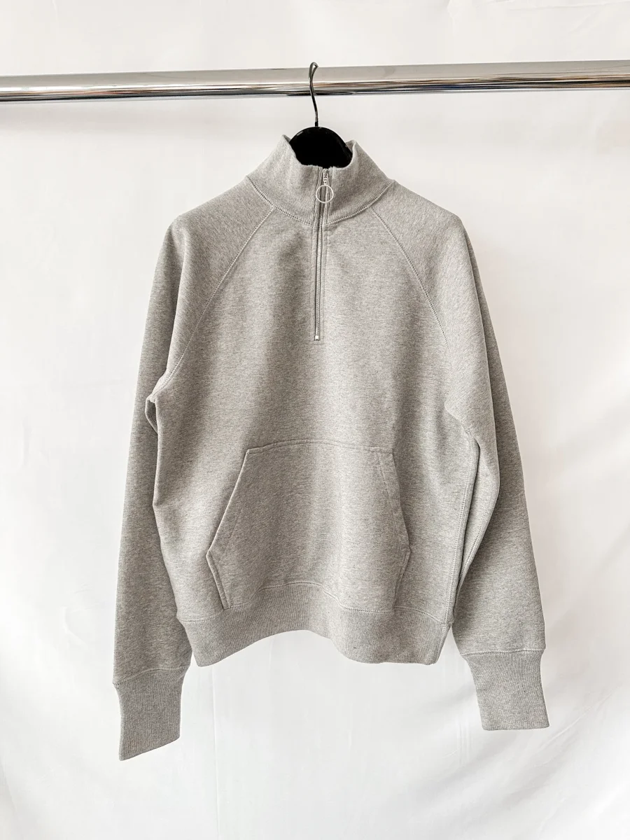 Drake's Grey Quarter Zip Neck Cotton D Logo Detail Sweatshirt - Imagen 4