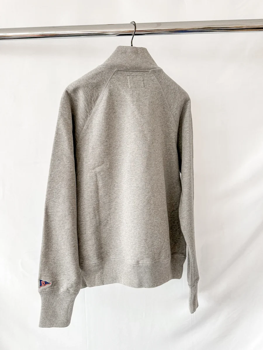 Drake's Grey Quarter Zip Neck Cotton D Logo Detail Sweatshirt - Imagen 3