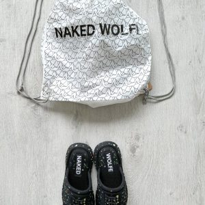 NAKED WOLFE Vegas Black Wolfe Embossed Graffiti Army Mesh Sandals Slide
