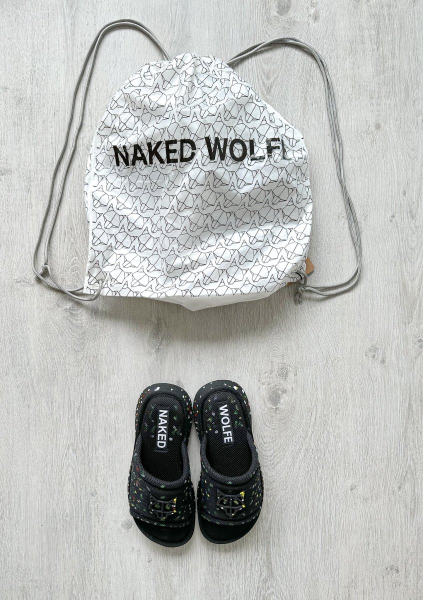 NAKED WOLFE Vegas Black Wolfe Embossed Graffiti Army Mesh Sandals Slide - Imagen 2