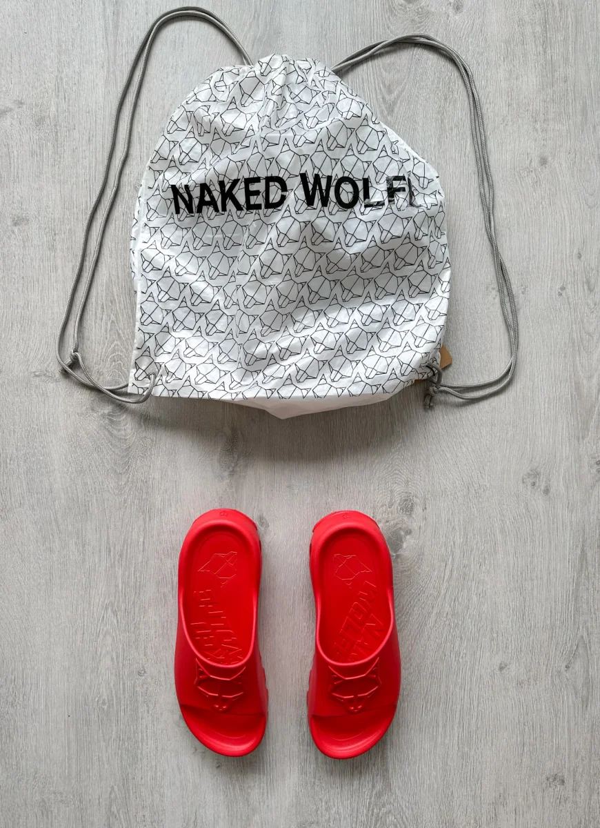 NAKED WOLFE Red Tommy Wolf Embossed Waterproof Sandals Slide - Imagen 2