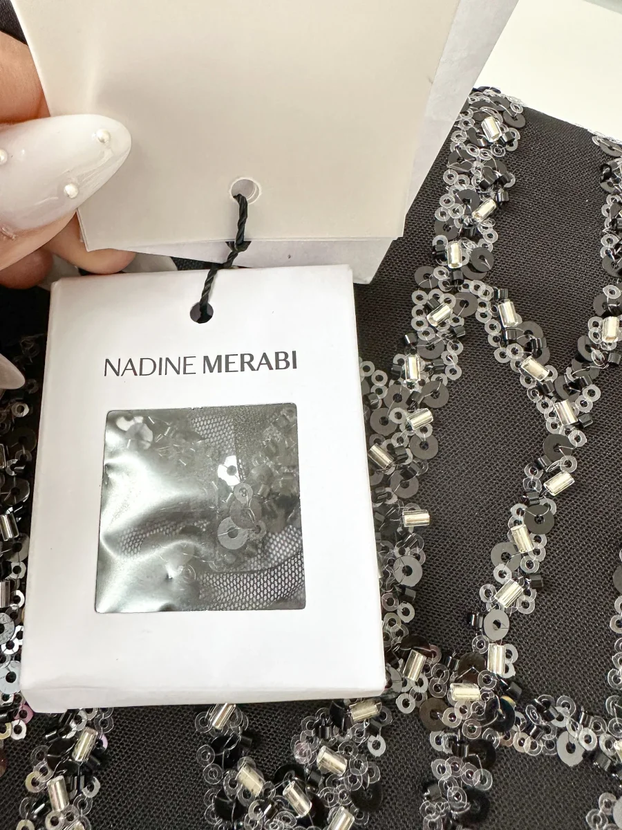 Nadine Merabi Black Lexi Beaded Embellished Feather Hem Mini Dress - Imagen 4