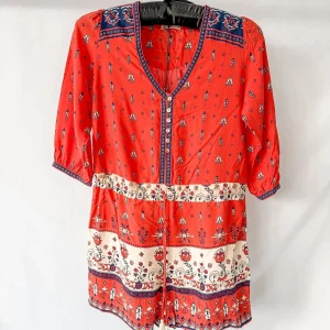 Spell & The Gypsy Red Desert Wanderer Sunset Red Boho Playsuit