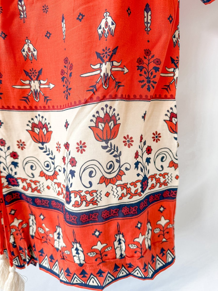 Spell & The Gypsy Red Desert Wanderer Sunset Red Boho Playsuit - Imagen 9