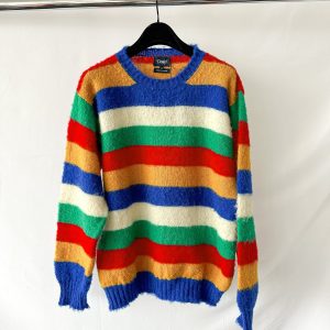 Drake's Shetland Jumper In Multi Coloured Stripe