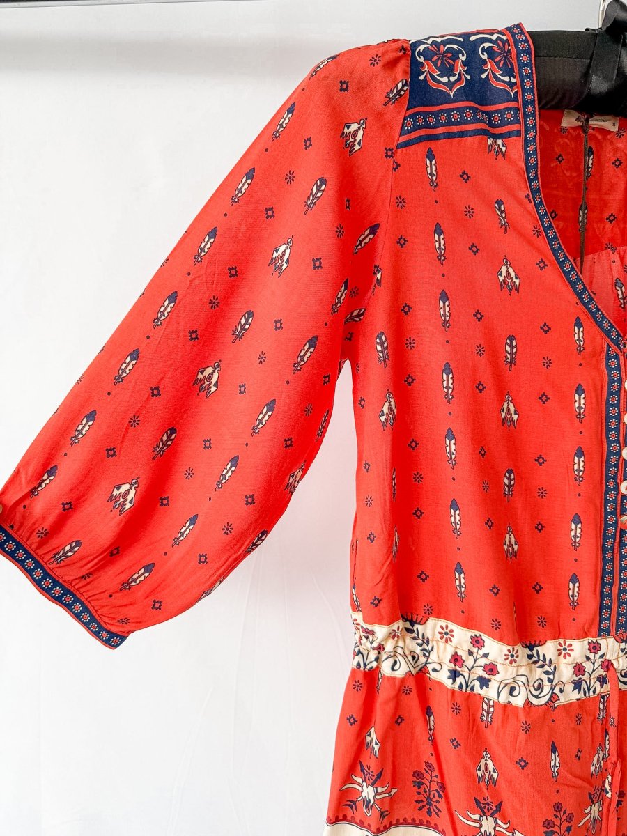 Spell & The Gypsy Red Desert Wanderer Sunset Red Boho Playsuit - Imagen 7