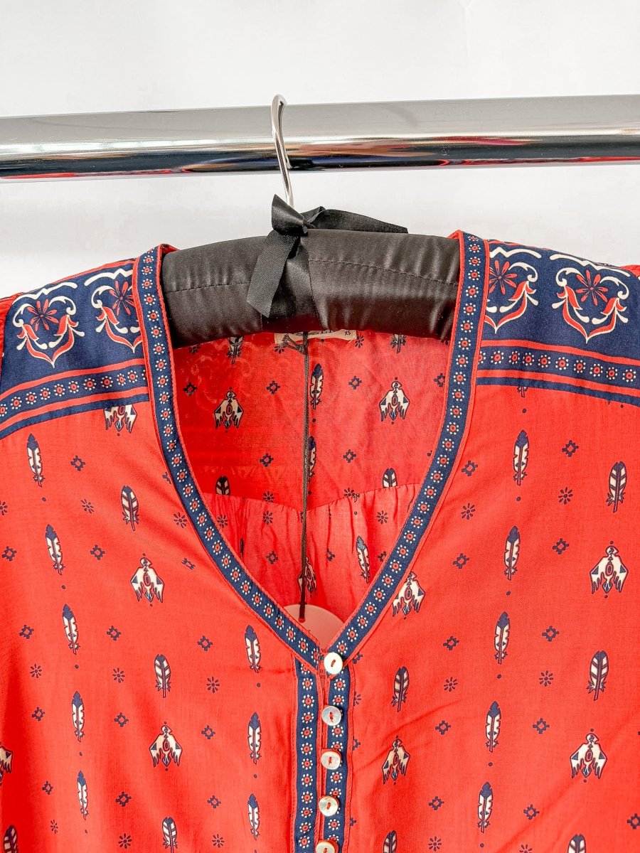 Spell & The Gypsy Red Desert Wanderer Sunset Red Boho Playsuit - Imagen 6