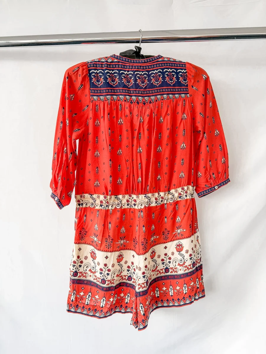 Spell & The Gypsy Red Desert Wanderer Sunset Red Boho Playsuit - Imagen 8