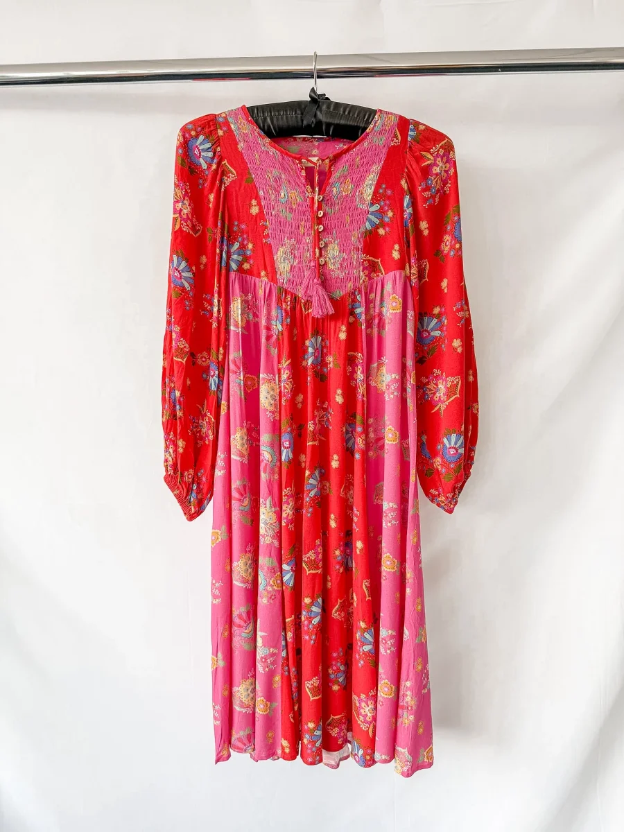 Spell and the Gypsy Solstice Boho Rose Print Patchwork Midi Dress - Imagen 6