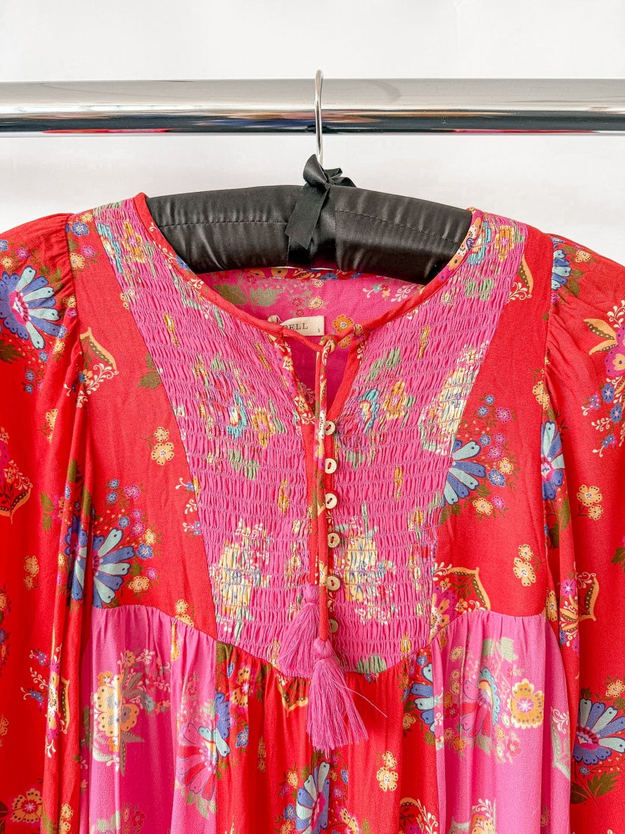 Spell and the Gypsy Solstice Boho Rose Print Patchwork Midi Dress - Imagen 8