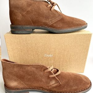 Drake's Clifford Desert Boot Tobacco Roughout Suede with Rubber Sole