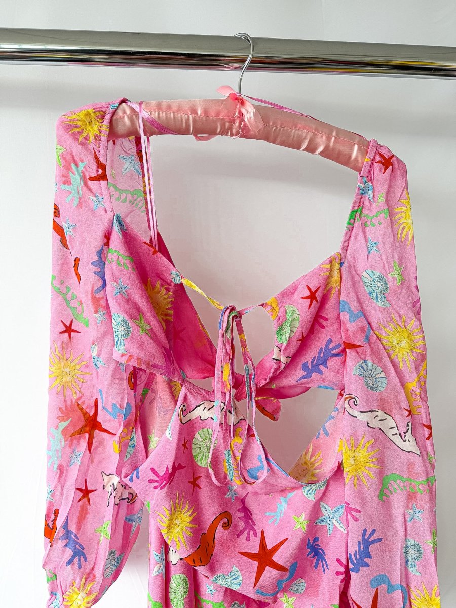 Rixo London Kamilla Pink Seahorse Starfish Print Dress - Imagen 4