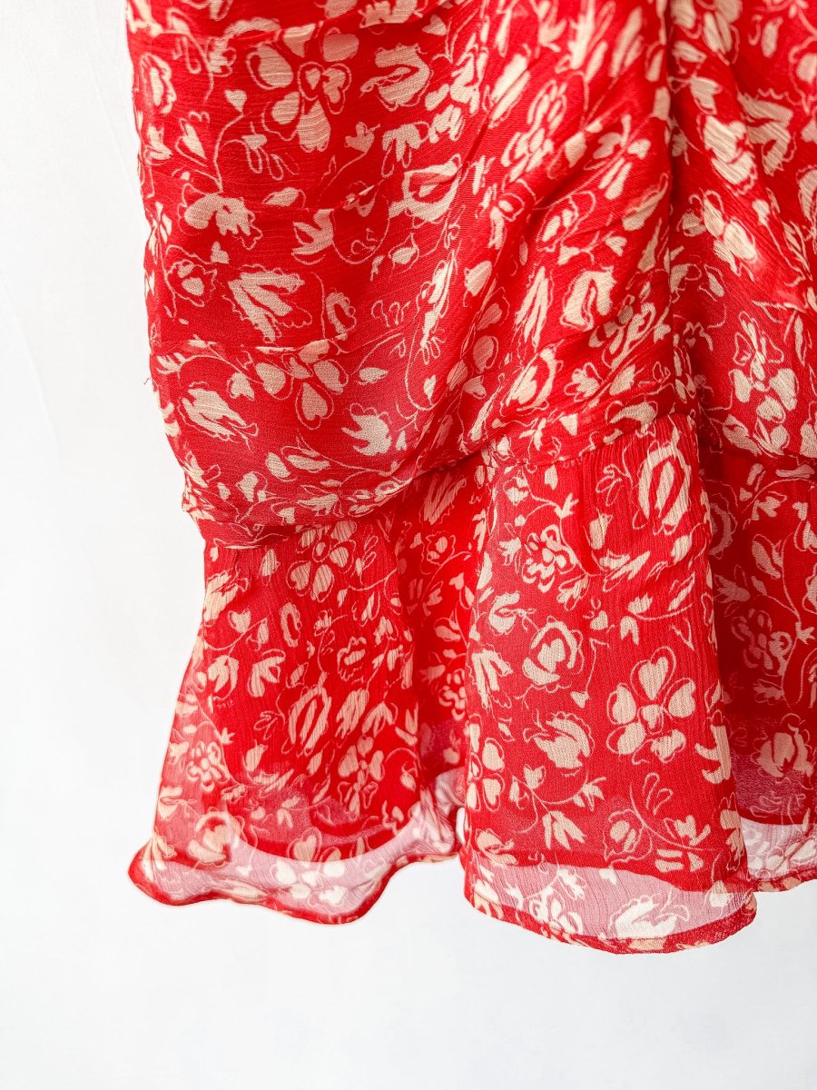 Rixo London Bowie Red Floral Print Woven Mini Dress (Plus Size) - Imagen 5