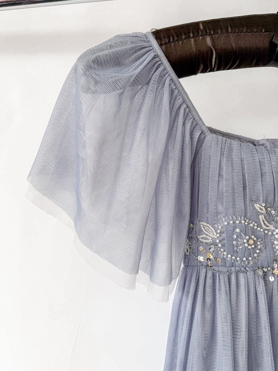 Rixo London Bridal Blue Tulle Beaded Detail Dress - Imagen 6
