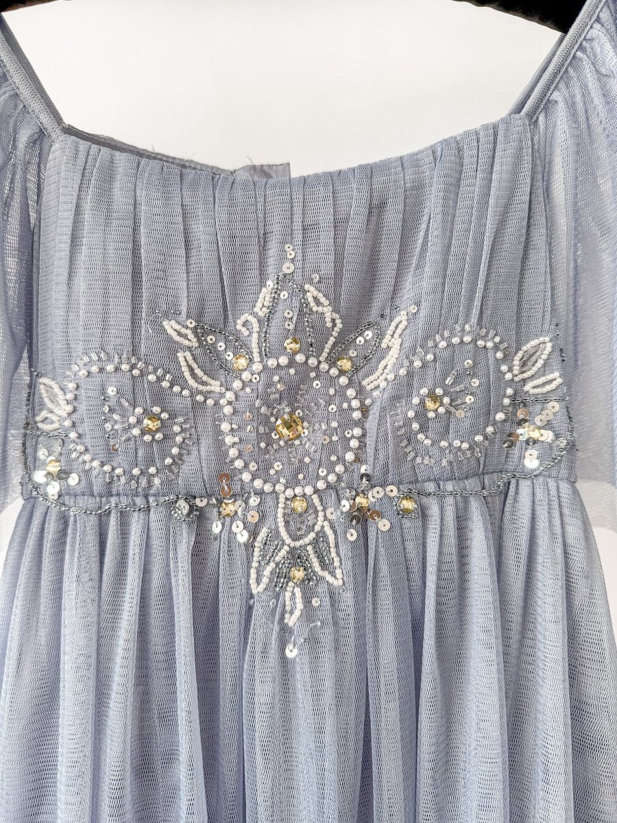 Rixo London Bridal Blue Tulle Beaded Detail Dress - Imagen 7