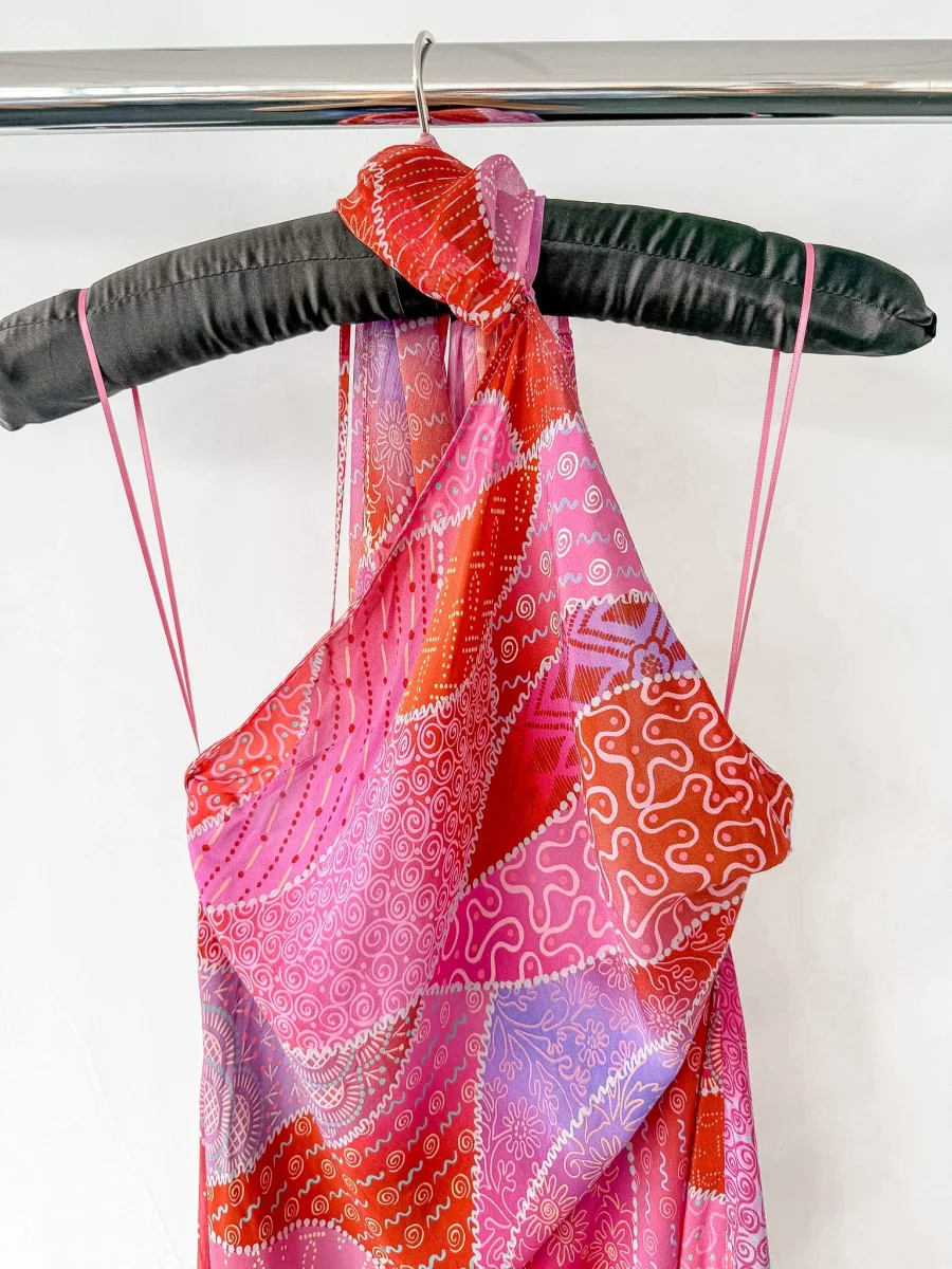 Rixo London Hayley Pink Paisley Detachable Scarf Silk Midi Dress - Imagen 9