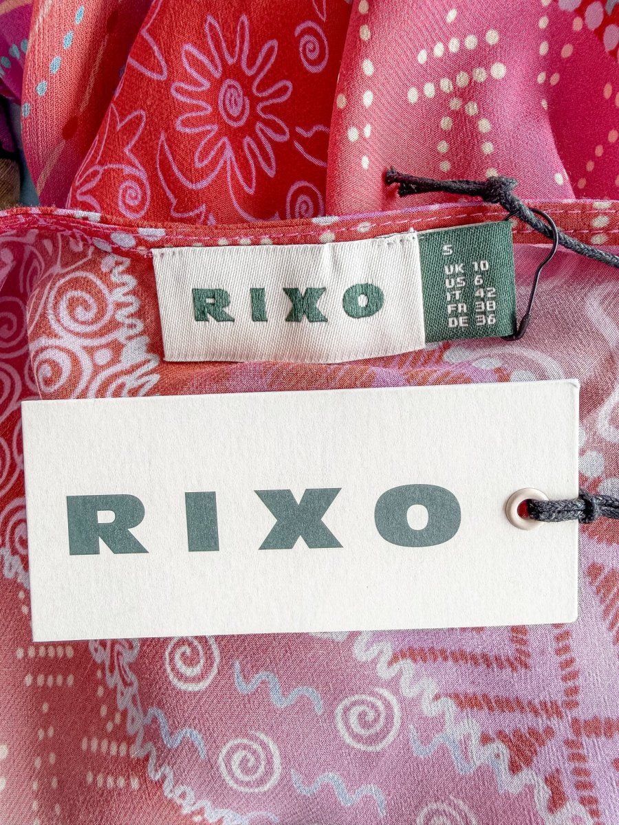 Rixo London Hayley Pink Paisley Detachable Scarf Silk Midi Dress - Imagen 7