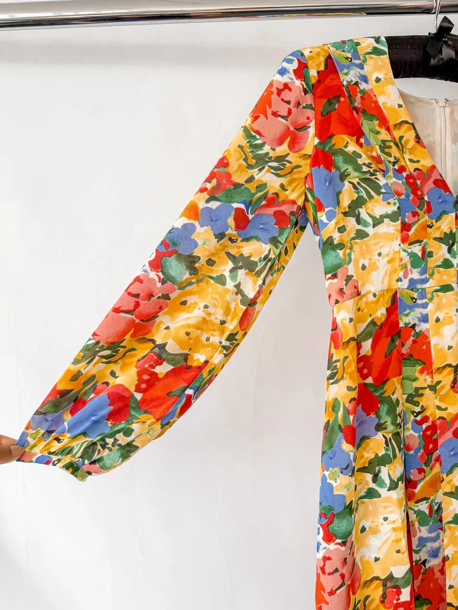 Rixo London Camellia Floral Print Long Sleeve Crepe Midi Dress (PETITE) - Imagen 5