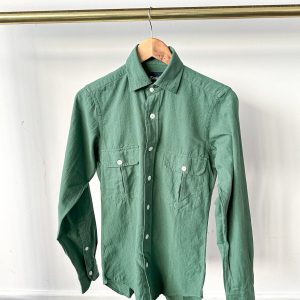 Drake's Green Brushed Cotton Work Shirt