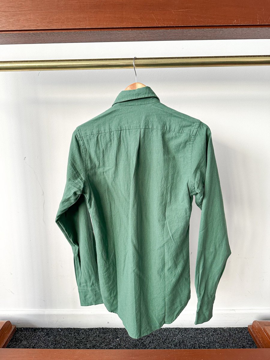 Drake's Green Brushed Cotton Work Shirt - Imagen 3