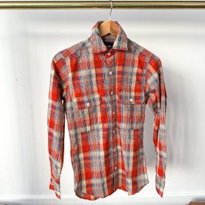 Drake's Red Amber Checked Double Pocket Shirt