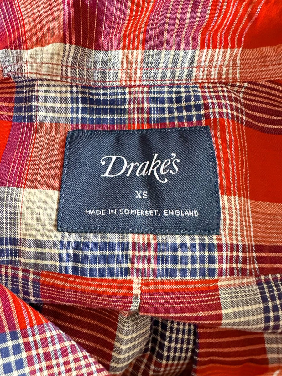 Drake's Red Amber Checked Double Pocket Shirt - Imagen 8