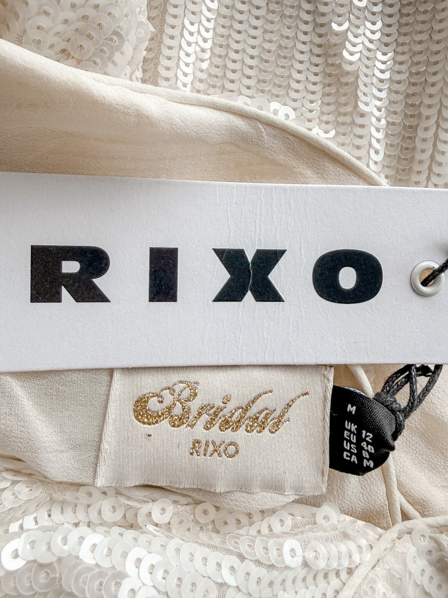 Rixo London Bridal White Vivienne High Neck Sequinned Sleeveless Dress - Imagen 8