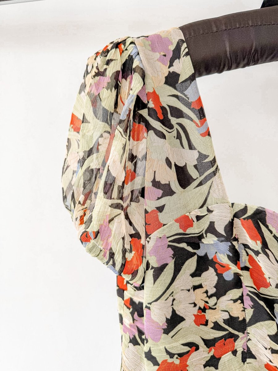 Rixo London Bowie Naomi Floral Print Puff Sleeve Crepe Mini Dress (Plus Size) - Imagen 4
