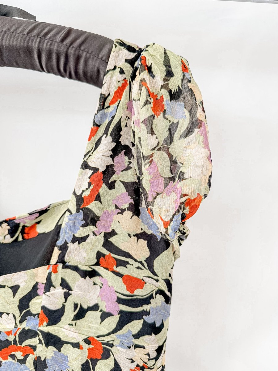 Rixo London Bowie Naomi Floral Print Puff Sleeve Crepe Mini Dress (Plus Size) - Imagen 9