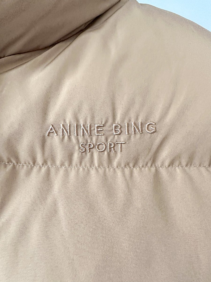 Anine Bing Logo Embroidered Brown Duck Down Padded Gilet Vest Jacket - Imagen 6