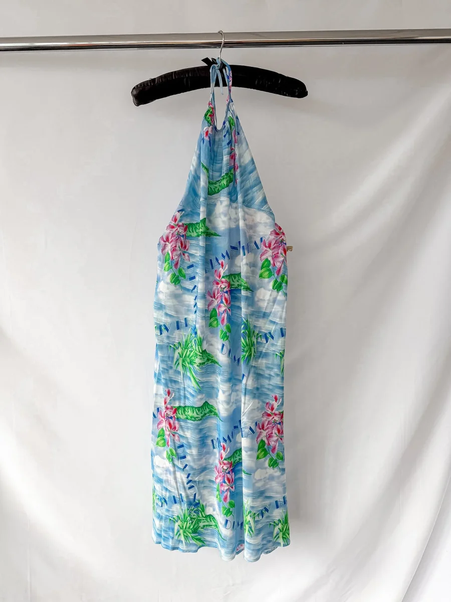 Rixo London Marilyn Diamond Head Postcard Print Bon Voyage Halterneck Dress (Plus Size) - Imagen 6