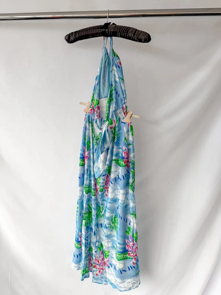 Rixo London Marilyn Diamond Head Postcard Print Bon Voyage Halterneck Dress (Plus Size) - Imagen 8