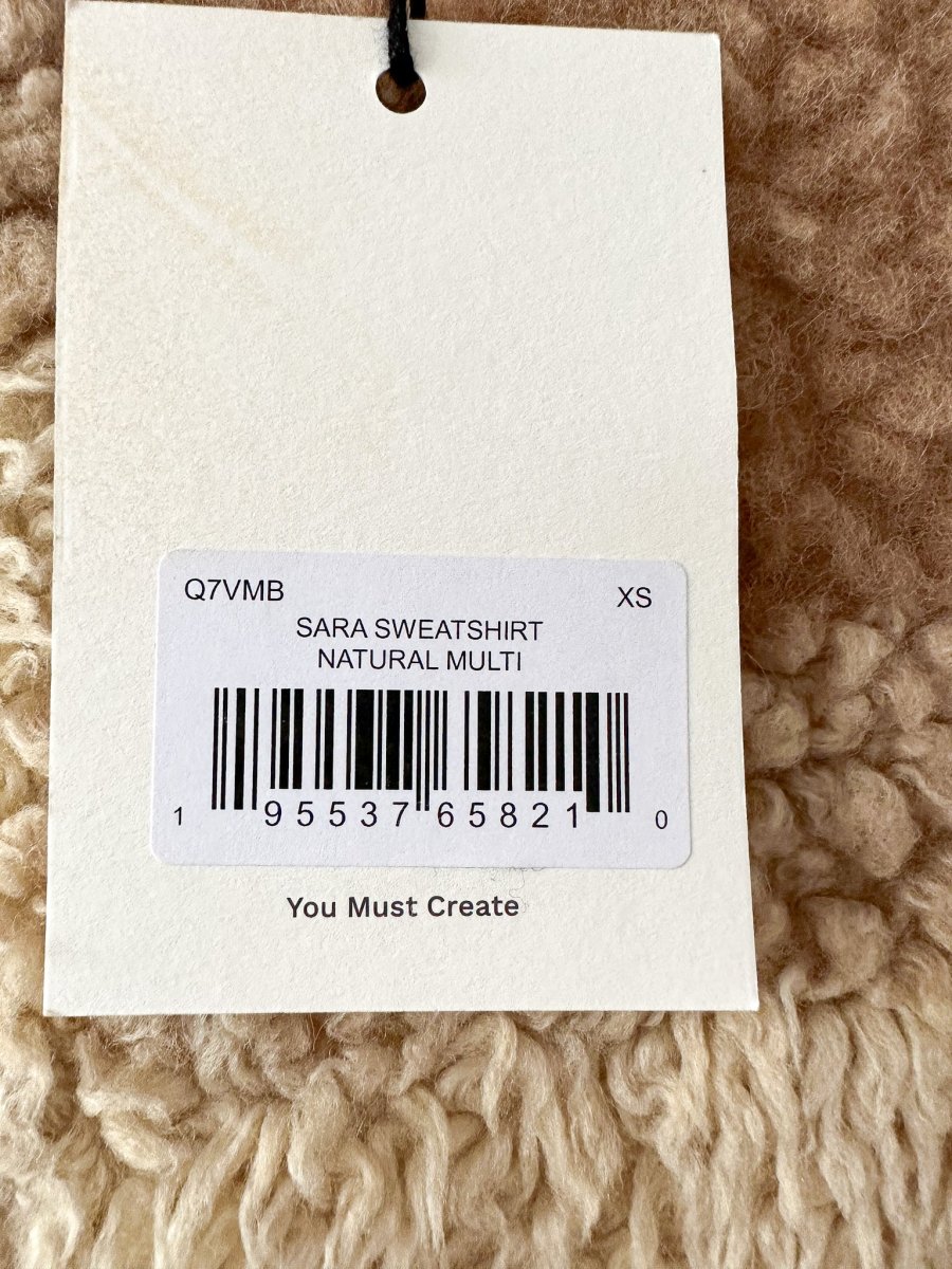 YMC Sara Teddy Fleece Beige Brown Patchwork Sweatshirt - Imagen 6