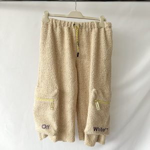 Off-White Beige Teddy Bounce Cropped Joggers
