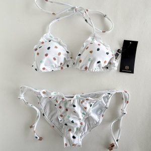 Vix Paula Hermanny Triangle Bikini Set White Spotted Arena Ripple