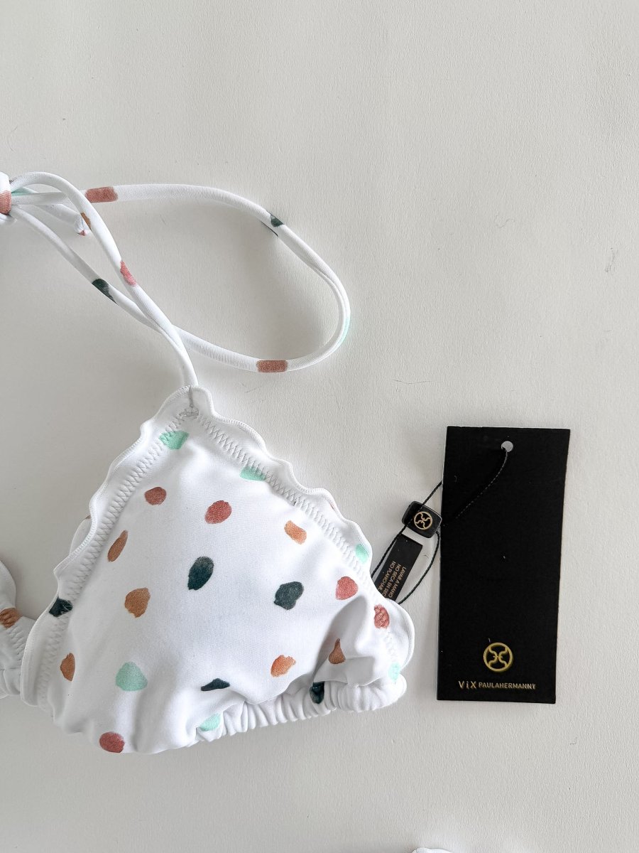 Vix Paula Hermanny Triangle Bikini Set White Spotted Arena Ripple - Imagen 4