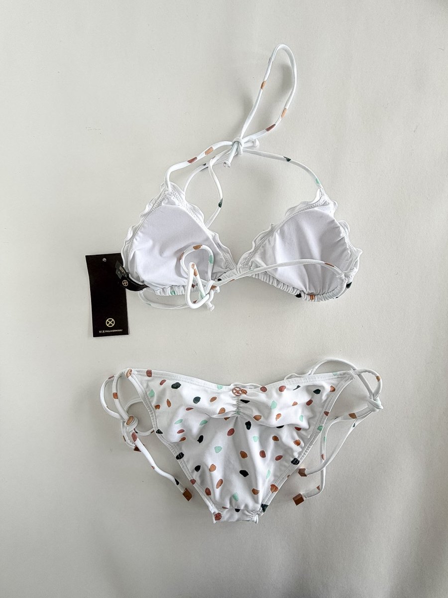 Vix Paula Hermanny Triangle Bikini Set White Spotted Arena Ripple - Imagen 6
