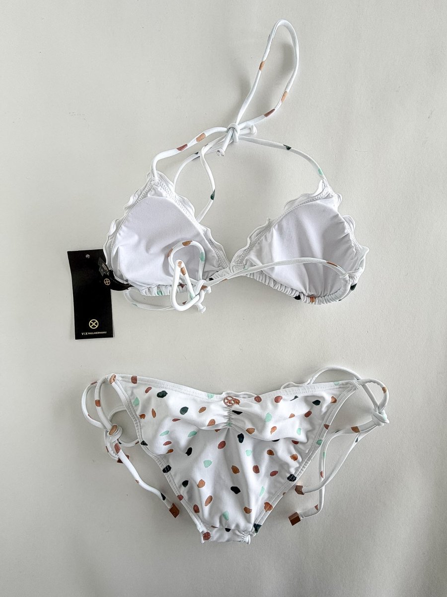 Vix Paula Hermanny Triangle Bikini Set White Spotted Arena Ripple - Imagen 7