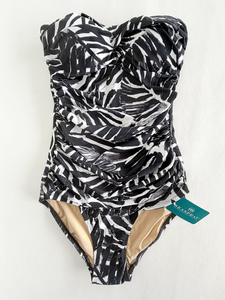 Seaspray Black White Bandeau Swimsuit