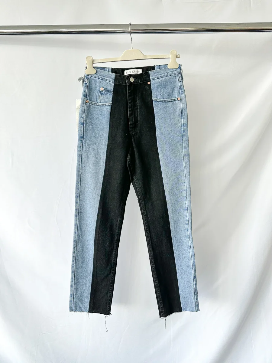 E.L.V. Denim The Twin Light Blue Black Straight Leg Jeans - Imagen 2